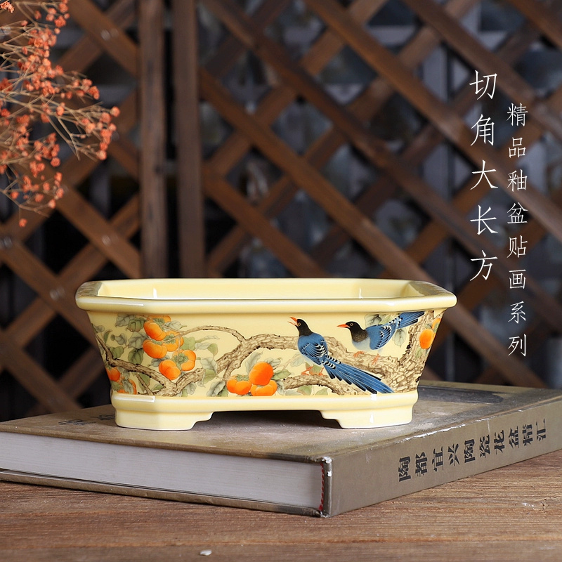 Bonsai Garden Nursery - Maceta para bonsái rectangular de porcelana,