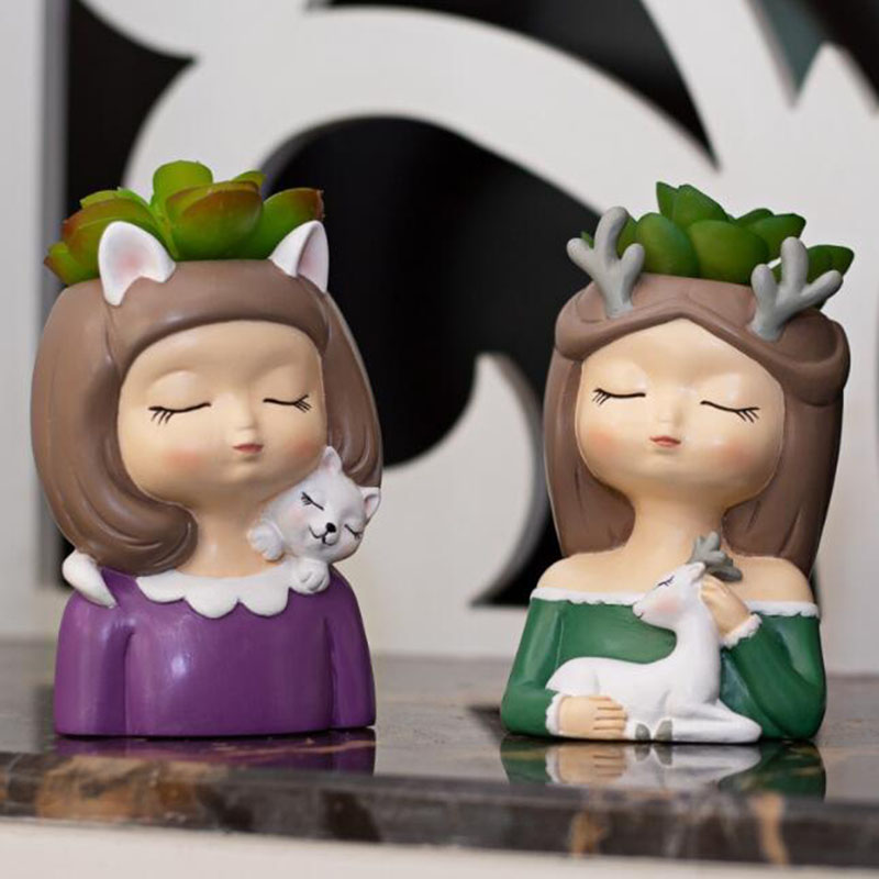 Bonsai Garden Europe - Maceta carnosa de resina creativa, florero